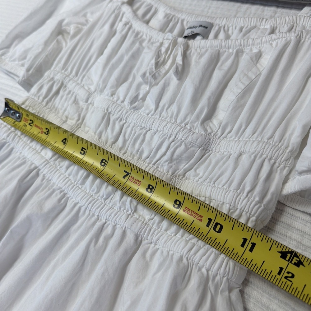 Sunday Best Aritzia Smocked Mini Dress XS White Wedding Coquette Preppy Girly - Picture 4 of 9